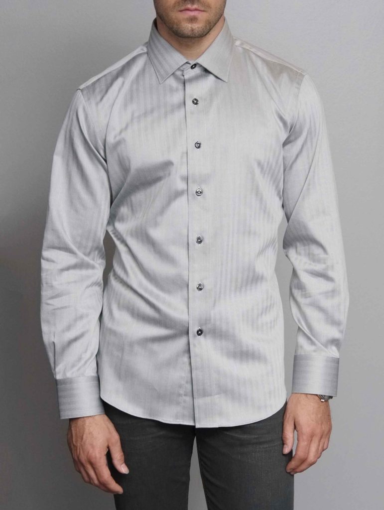 custom shirt, silver, herringbone, dress shirt, cocktail attire